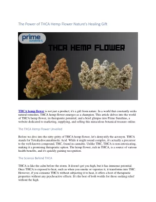 The Power of THCA Hemp Flower Nature