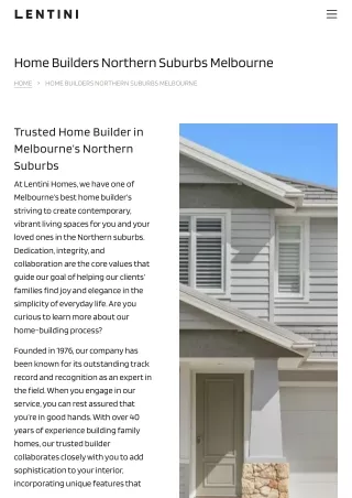 Home Builders Northern Suburbs Melbourne