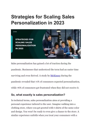 Strategies for Scaling Sales Personalization in 2023