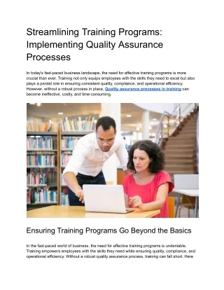 _Streamlining Training Programs_ Implementing Quality Assurance Processes