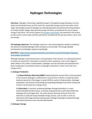 Hydrogen Technologies PDF