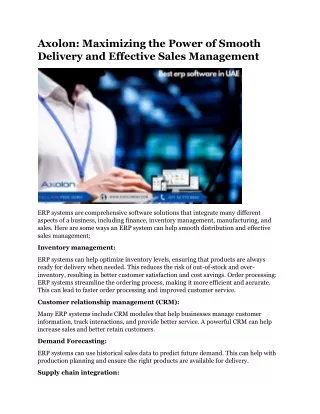 Axolon Maximizing the Power of Smooth Delivery and Effective Sales Management
