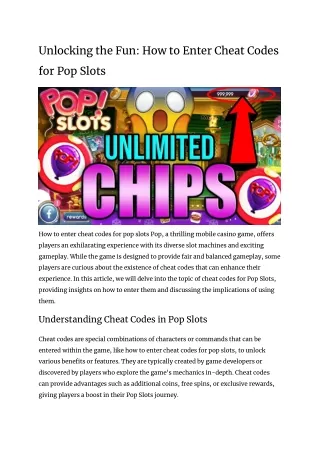 Unlocking the Fun_ How to Enter Cheat Codes for Pop Slots