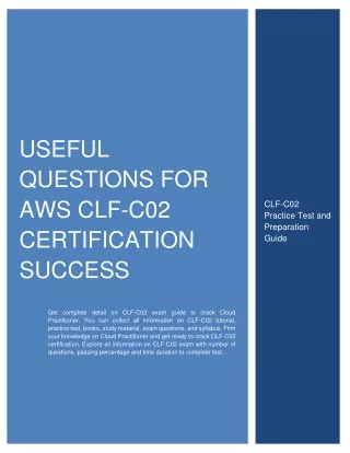 Useful Questions for AWS CLF-C02 Certification Success