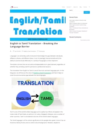 English to Tamil Translation – Breaking the Language Barrier