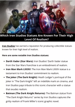 Which Iron Studios Statues Are Known For Their High Level Of Realism?