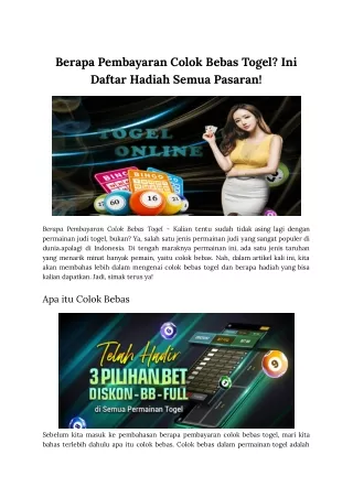 Berapa Pembayaran Colok Bebas Togel_ Ini Daftar Hadiah Semua Pasaran!