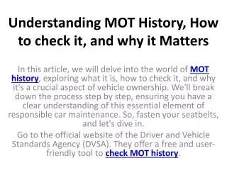 Understanding MOT History, How to check it, and why it Matters