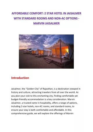 Affordable Comfort: Marvin Jaisalmer
