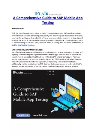 A Comprehensive Guide to SAP Mobile App Testing