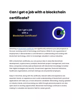 Can I get a job with a blockchain certificate_