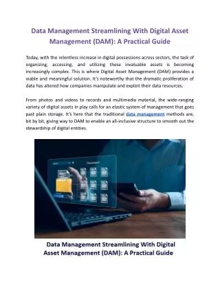 Data Management Streamlining with Digital Asset Management (DAM)