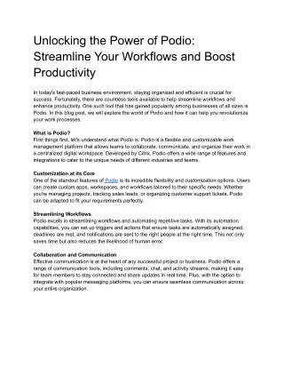 Unlocking the Power of Podio_ Streamline Your Workflows and Boost Productivity