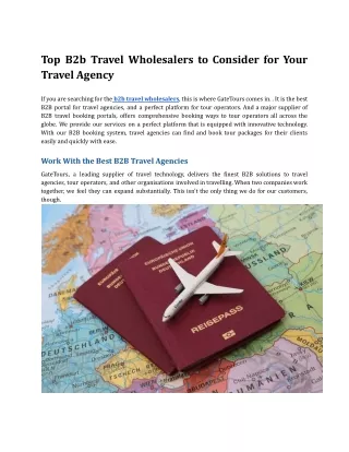 Top B2b Travel Wholesalers to Consider for Your Travel Agency