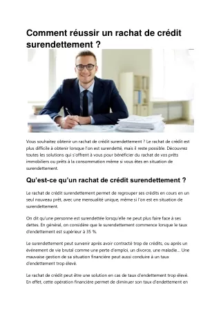 Rachat de Crédit Surendettement : Étapes pour Réussir