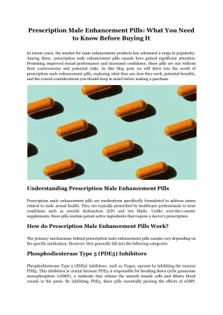 Prescription Male Enhancement Pills: What You Need to Know Before Buying It