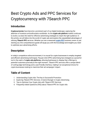 Best Crypto Ads and PPC Services for Cryptocurrency with 7Search PPC