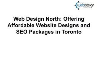 Web Design North Offering Affordable Website Designs and SEO Packages in Toronto