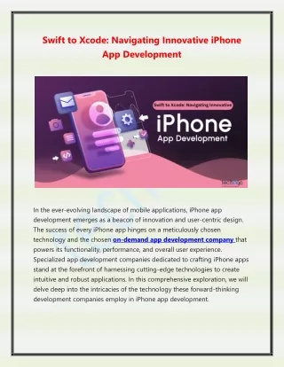 Swift to Xcode Navigating Innovative iPhone App Development