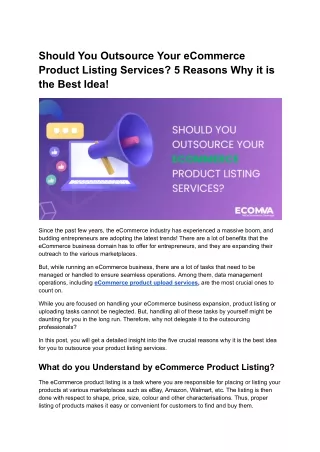 Should You Outsource Your eCommerce Product Listing Services_ 5 Reasons Why it is the Best Idea!