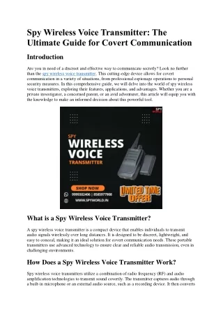 Spy Wireless Voice Transmitter The Ultimate Guide for Covert Communication
