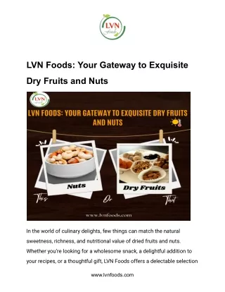 LVN Foods_ Your Gateway to Exquisite Dry Fruits and Nuts