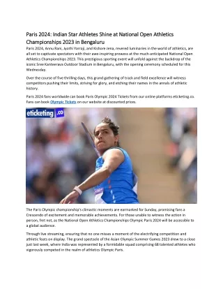 Paris 2024: Indian Star Athletes Shine at National Open Athletics Championships