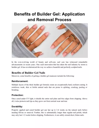 Benefits of Builder Gel: Application and Removal Process