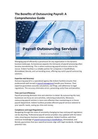 The Benefits of Outsourcing Payroll A Comprehensive Guide  Ardent Facilities