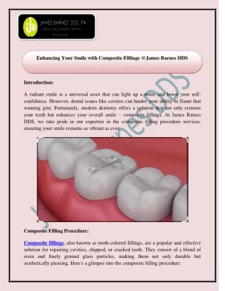 Enhancing Your Smile with Composite Fillings @James Barnes DDS