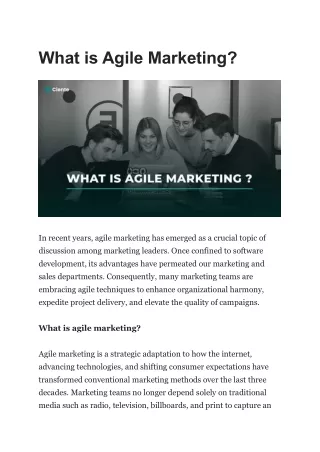 What is Agile Marketing
