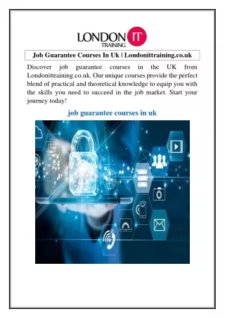 Job Guarantee Courses In Uk  Londonittraining.co.uk