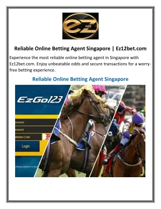 Reliable Online Betting Agent Singapore