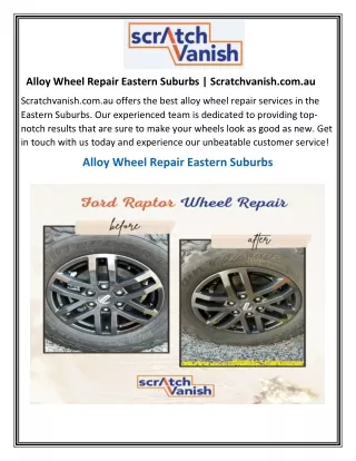 Alloy Wheel Repair Eastern Suburbs