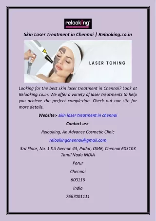 Skin Laser Treatment in Chennai  Relooking.co.in