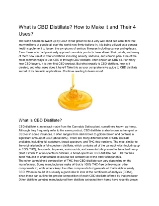 What is CBD Distillate_ How to Make it and Their 4 Uses_