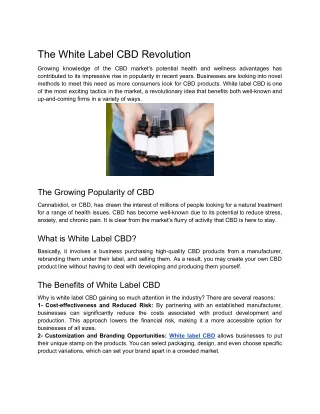 The White Label CBD Revolution