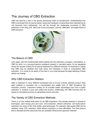 The Journey of CBD Extraction