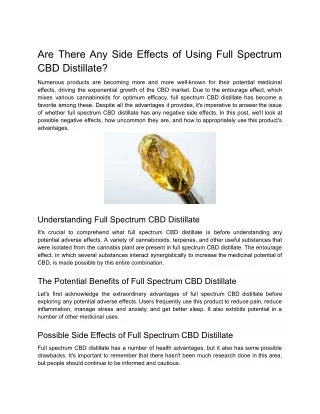 Are There Any Side Effects of Using Full Spectrum CBD Distillate