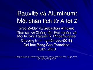 Bauxite v à Aluminum: M ột phân tích từ A tới Z