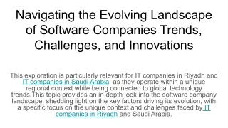 Navigating the Evolving Landscape of Software Companies Trends, Challenges, and Innovations