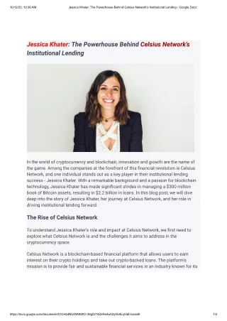 Jessica Khater-The Powerhouse Behind Celsius Network's Institutional Lending