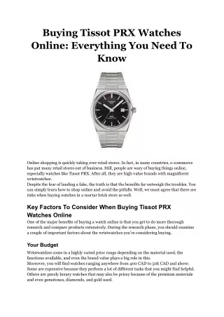 Buying Tissot PRX Watches Online: Everything You Need To Know