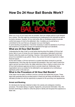 How Do 24 Hour Bail Bonds Work