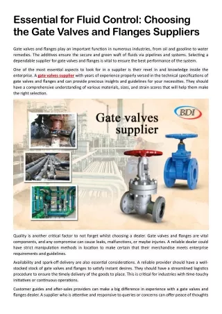 Essential for Fluid Control- Choosing the Gate Valves and Flanges Suppliers