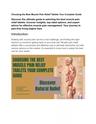 Choosing the Best Muscle Pain Relief Tablets Your Complete Guide