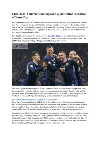 Euro 2024 Current standings and qualification scenarios of Euro Cup