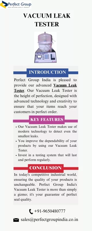 Vacuum leak tester  Perfect Group India