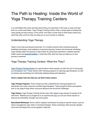 The Path to Healing_ Inside the World of Yoga Therapy Training Centers