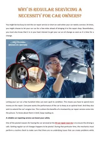 Why is Regular Servicing a Necessity For Car Owners